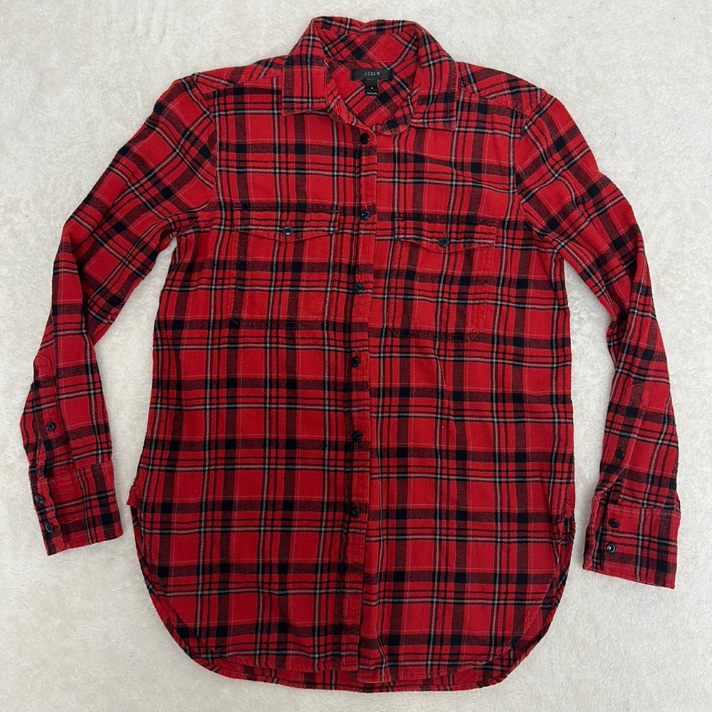 J Crew Black label boyfriend plaid flannel. Size 0, excellent condition